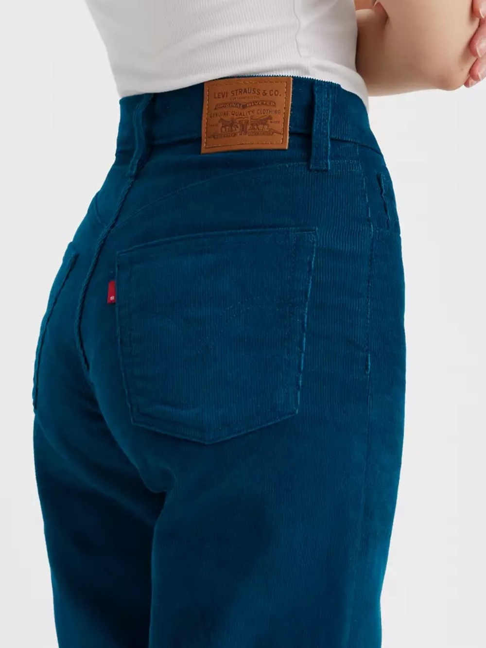 Levi’s Premium Ribcage Straight Ankle Corduroy Pants Gibralter Sea Blue EUC